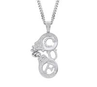 AUOU 1 collier avec pendentif menottes de style hip-hop européen et américain, Pierre