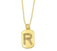 AUOU 1 collier de couleur dorée décorée avec des perles de l'alphabet et des lettres de l'alphabet avec initiales pour femmes en cuivre zircon avec la première lettre nom, cadeaux de fête, Pierre