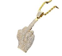 AUOU 1 collier de geste méprisant en zircon avec pendentif en forme de doigt d'honneur vertical européen et américain, Pierre