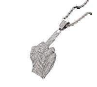 AUOU 1 collier de geste méprisant en zircon avec pendentif en forme de doigt d'honneur vertical européen et américain, Pierre