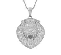 AUOU 1 pendentif tête de lion européen et américain hip-hop avec micro incrusté de zircons, Pierre