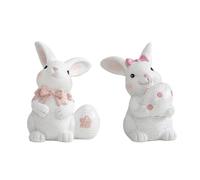 AUOU Lapin de Pâques en résine en forme d'œuf de Pâques pour décoration de la maison, Pierre