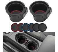 Auovo 2 Pcs Cup Holder Inserts Replacement for Frontier 2005-2019 Xterra 05-15 Pathfinder 05-12 Replace 96975-EA000 96975-ZS00A(with 3 Pairs of TPE Coasters in Red Blue All Black)