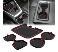 Auovo Lot de 3 tapis d'insertion 3D compatibles avec les accessoires Toyota RAV4 2025, 2024, 2023, 2022, 2021, 2020, 2019 (bordure rouge)