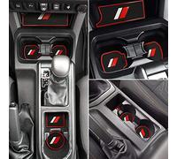 Auovo Tapis anti-poussière pour Toyota Tacoma Accessoires TRD Pro 2016-2021 - Garniture intérieure personnalisée pour porte-gobelet de voiture, console centrale, porte de poche (double cabine, 18 pièces) (rouge)
