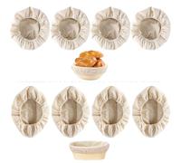 Auped 8 pièces de doublure pour panier de lievitation - tissu transpirant pour panier d'essai, forme ronde/ovale, lingerie de pain professionnelle (inclut 8 inserts)