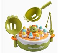 Auped Jeu Éducatif 4 en 1 pour Enfants 3-6 Ans - Pêche Musicale, Dinosaures Pop-up, Bowling & Morpion - Cadeau Jouet Interactif Garçon Fille (Français)