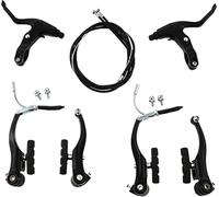 Aupoko Kit complet de freins V en aluminium avec leviers de frein, câbles de frein et plaquettes de frein pour vélo de route, vélo de ville, vélo électrique, noir