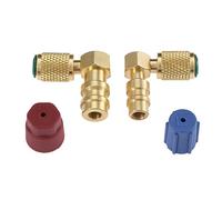 Aupoko R12 vers R134A Adaptateur de Conversion de Port de Raccord A/C élevé/bas Adaptateur de Conversion, Valve de Coupleur Rapide 90° Raccord 3/8" Haut 7/16" Bas avec 2pc Capuchons