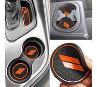 Auprite Lot de 11 Tapis antidérapants et Anti-poussière pour Dodge Challenger 2015-2022, doublures pour Porte-gobelet, Poche de Porte, Doublure de Console Centrale (Orange)