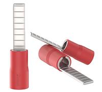 AUPROTEC 10x Cosses plates isolées rouge 0,5 mm² - 1,5 mm² | 2,2 x 18 mm Goupille Cosse