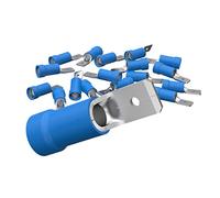 AUPROTEC 50x Connecteurs à plat 1,5-2,5 mm² bleu/Largeur de connexion 6,3 mm Connecteur mâle MDD en PVC partiellement isolé, connecteur de câble en laiton étamé