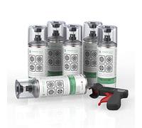 AUPROTEC Auprorim Solid Lot de 6 bombes de peinture pour jantes de voiture Argenté 6 x 400 ml + 1 poignée pistolet d'origine