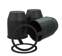 AUPROTEC Protège Boule d'Attelage avec Anneau d'arrêt Capuchon de Protection de Boule d'attache remorque Noir: kit de 3 pièces