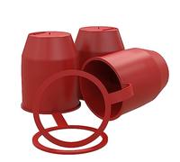 AUPROTEC Protège Boule d'Attelage avec Anneau d'arrêt Capuchon de Protection de Boule d'attache remorque Rouge: kit de 3 pièces