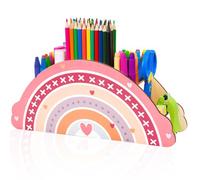 Auptiz Pot à Crayons Arc-En-Ciel en Bois, Organiseur de Bureau en Bois, Porte-crayons pour Enfants Multifonctions, Convient pour la boîte à crayons pour enfants et l'organisation de salle de classe