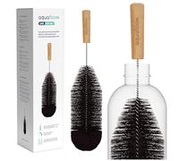 Auqafloow Goupillon Bouteille - Brosse Universelle pour Bouteilles, carafes & vases | Pointe Arrondie | Manche en Bois Ergonomique | Poils Robustes | pour Verre, INOX & Plastique - 1 pièce