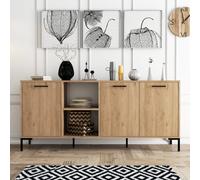 Aura buffet 3 portes et 2 niches finition bois et métal noir 180x80cm