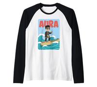 Aura Cartoon Boy on Waves avec Lunettes de Soleil et Bateau Manche Raglan