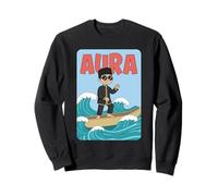 Aura Cartoon Boy on Waves avec Lunettes de Soleil et Bateau Sweatshirt
