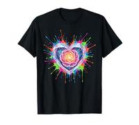 Aura de Fleur de Lotus en Forme de cœur Arc-en-Ciel T-Shirt