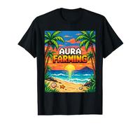 Aura Farming Beach Sunset Pixel Gen Z Snake Genz T-Shirt Graphique avec Valeur