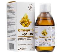 Aura Herbals Oméga-3 (370 DHA) + D3 (2000IU) + K2MK7 liquide, 200 ml