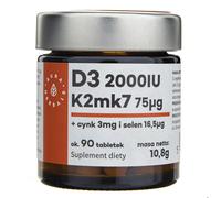 Aura Herbals Vitamine D3 2000IU + K2mk7 + Zinc + Sélénium, 90 comprimés