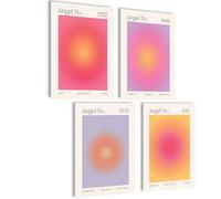 Aura Lot de 4 posters A4 (21 x 30 cm) - Body Mind Soul Heart - Style esthétique - Décoration de chambre prévue - Y2K - Esthétique - Yoga - Loi de l'attraction - Ange de l'attraction - Lot de 4 posters