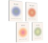 Aura Lot de posters Images Body Mind Soul Heart Style esthétique Preppy Room Decor Y2K Esthétique Yoga Loi de l'attraction Manifestation
