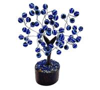 AURA MART Arbre en pierre contre le mauvais œil pour décoration d'intérieur, articles de décoration pour salon, table d'appoint de salon (60 perles, bleu)