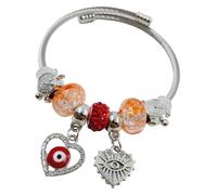 AURA MART Bracelets Nazariya contre le mauvais œil pour femme, bracelet Nazar Battu avec breloques pour la chance et la prospérité, rouge et orange