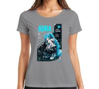 Aura Neon Fox Hacker Cyberpunk Japan Y2K T-shirt pour femme, gris, XL