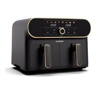 Klarstein AuraAir Color Touch Dual Friteuse sans huile - 10L, 2 Compartiments, 1700 W, 8 Programmes, Écran tactile, Température 80-200°C, Revêtement antiadhésif, Noir/Doré