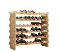 AuraCraft Range Bouteille,Porte Bouteille vin,Casier à Bouteilles,casier vin Bois,Montage au Sol,Vin 6 Étagères en Bois,pour 48 Bouteilles de vin