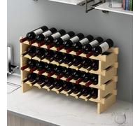 AuraCraft Range Bouteille,Porte Bouteille vin,Casier à Bouteilles,casier vin Bois,Montage au Sol,Vin 4 Étagères en Bois,pour 32 Bouteilles de vin