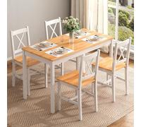 AuraCraft Table à manger avec 4 chaises, table et chaises, convient pour la cuisine, le salon et la salle à manger (blanc teck)