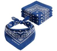 AURAE Bandana Bleu Royal - 100% Coton & Fibres Naturelles - Foulard Bleu Royal Sans Polyester - Qualité Supérieure - Doux, Durable et Lavable en Machine - Bandana Homme - Unisexe et enfants - 5 Pack