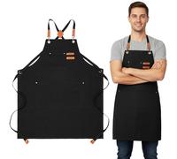 Aurafly Tabliers Toile, Tablier de Cuisine en Toile pour Homme et Femme, tabliers de Travail avec Sangle Réglable et 3 Poches, tablier Dos Croisé pour Cuisine Familial, Artiste, Barbecue, Jardinage