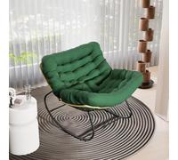 AuraFurn Fauteuil à bascule ergonomique extra grand en rotin, Fauteuil relax avec siège extra épais, Idéal pour balcon, jardin et salon, capacité de charge 140 kg