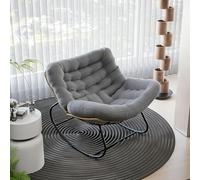 AuraFurn Fauteuil à bascule ergonomique, extra large, en rotin, avec coussin d'assise extra épais, idéal pour balcon, jardin et salon, charge maximale : 140 kg (gris)