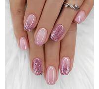 AuraFusion Ongles à pression, ensemble de 24 pièces avec clous adhésifs et lime à ongles double face, bâton de gel doux pour un look naturel