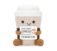 AuraFusion Soutien Émotionnel Crochet Café, Cadeaux Amusants pour Femmes, Ornements pour Amateurs de Café, Porte-Bonheur pour Examens et Amis