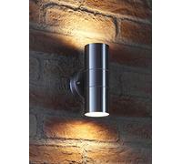 Auraglow Applique Double Up Down Inox, Ampoules LED Blanc Chaud | IP44 intérieur extérieur, diffuseurs verre, 2 lampes incluses, lueur des deux côtés, pour entrée, garage et porte