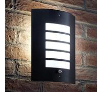 Auraglow Applique murale Noir Acier inoxydable Grill design avec capteur de jour et de nuit - 1 x LED Ampoule (Blanc froid) 5W Inclus