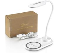 Auraglow Lampe de bureau LED flexible avec 3 modes de couleur et 10 W sans fil Smart Phone Qi Fast Charger - Blanc - 1 pack