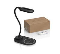 Auraglow Lampe de bureau LED flexible avec 3 modes de couleur et chargeur rapide Qi sans fil pour smartphone 10 W - Noir - 1 paquet - [Offre d'entrepôt]