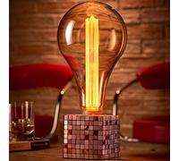 Auraglow Lampe de bureau/Lumière de chevet Mysa cube moderne contemporaine en ciment - avec ampoule LED XXL [classe énergie A]