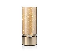 Auraglow Lampe de voyage en fil de fer, lanterne à piles cylindrique en verre, LED chaudes, option minuterie intégrée, guirlande lumineuse d'intérieur pour décoration d'intérieur (moyen)