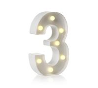 Auraglow Lettres de l'alphabet et chiffres à LED pour décoration de maison, fête d'anniversaire, veilleuse, lettres et chiffres alimentés par piles avec minuterie de quatre heures (3)